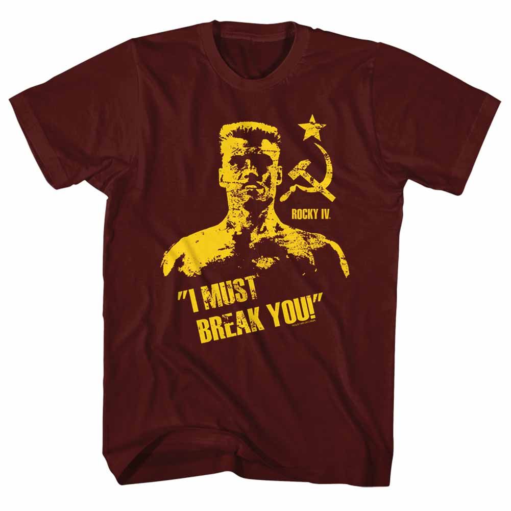 Wholesale Rocky Movie Break You Solid Maroon Adult T-Shirt