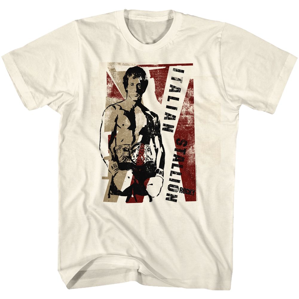 Wholesale Rocky Movie Italian Stallion Solid Natural Adult T-Shirt
