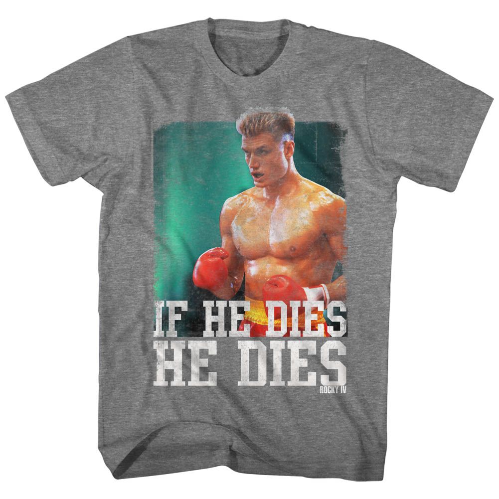 Wholesale Rocky Movie Dies Distressed Heather Graphite Adult T-Shirt