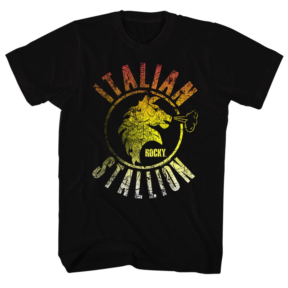 Wholesale Rocky Movie Stallion Fade Black Adult T-Shirt