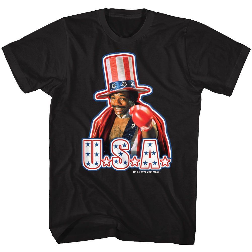 Wholesale Rocky Movie USA Black Adult T-Shirt
