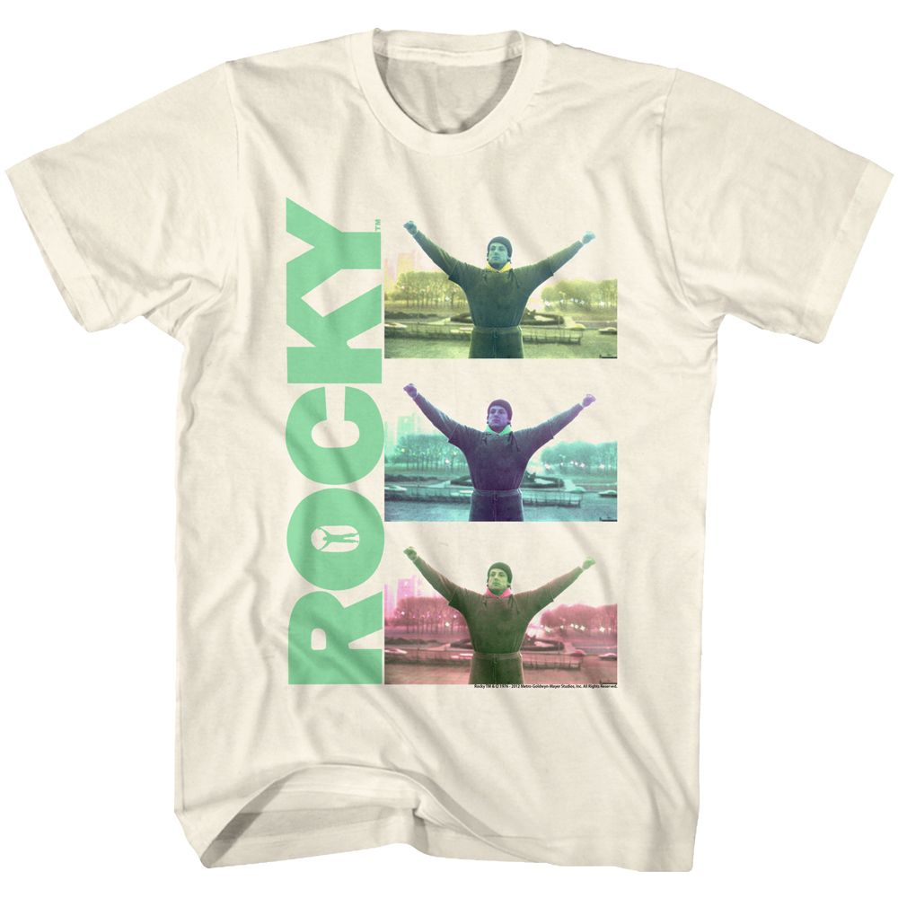 Wholesale Rocky Movie Triple Victory Solid Natural Adult T-Shirt