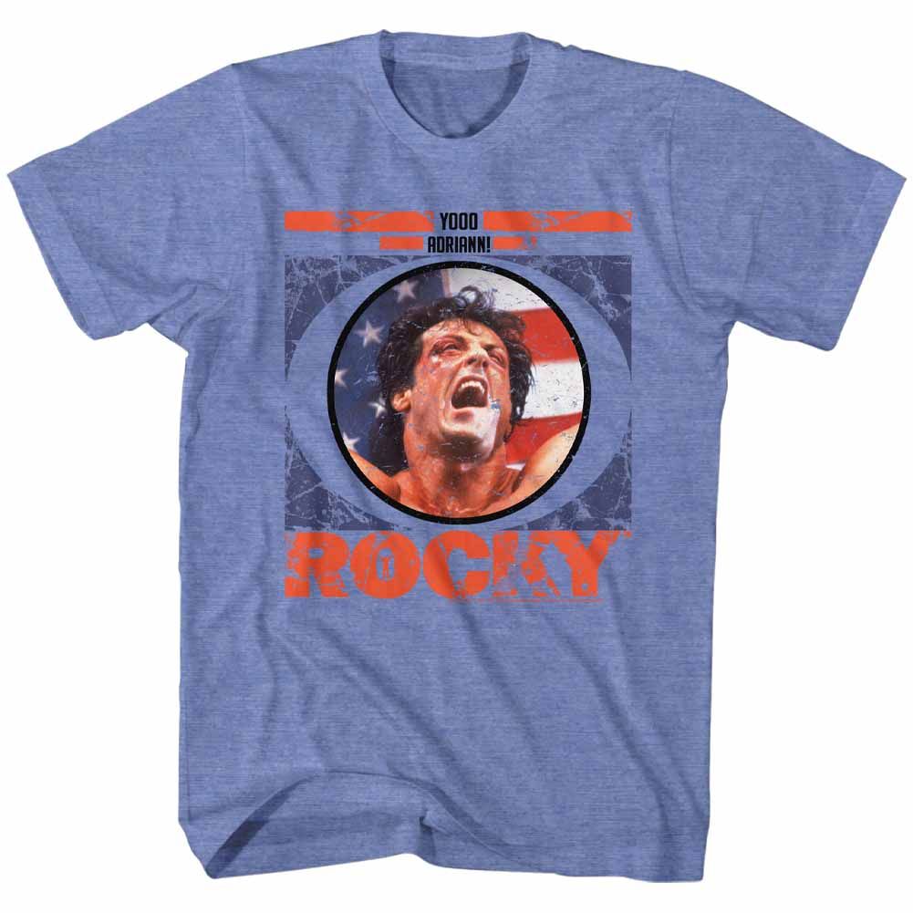 Wholesale Rocky Movie Blueberry Stroke Heather Light Blue Adult T-Shirt