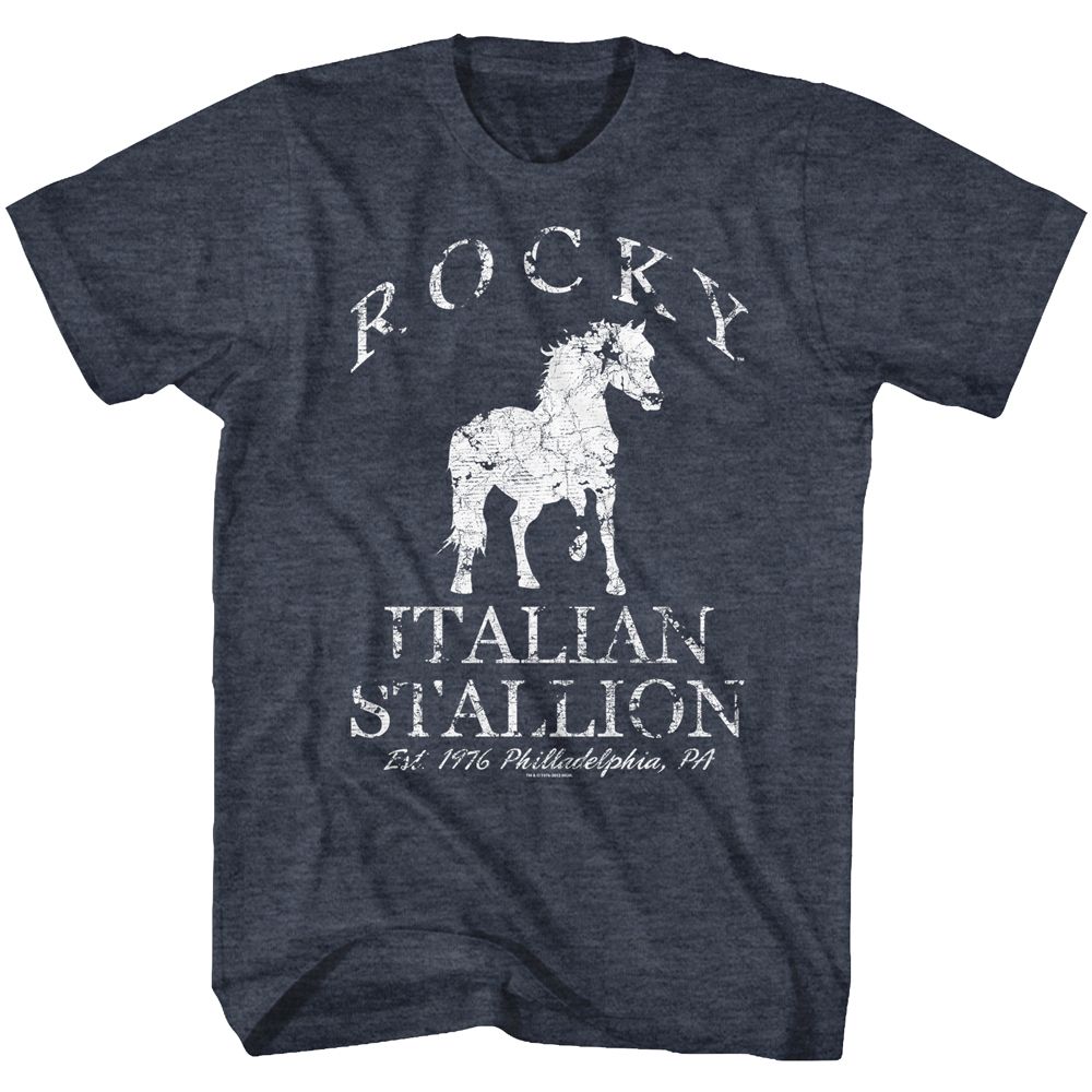 Wholesale Rocky Movie Horse Heather Navy Adult T-Shirt