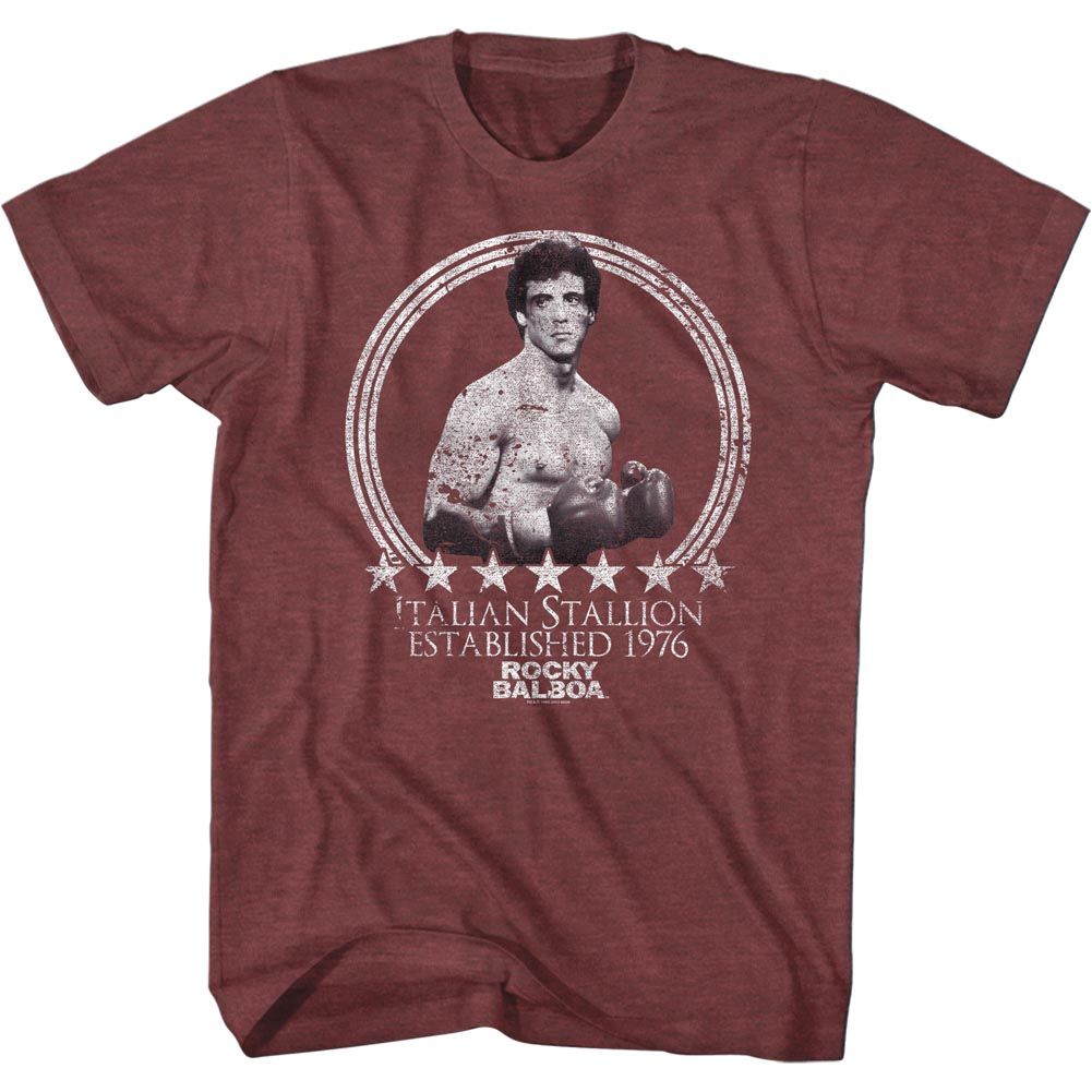 Wholesale Rocky Movie Ready Heather Vintage Maroon Adult T-Shirt