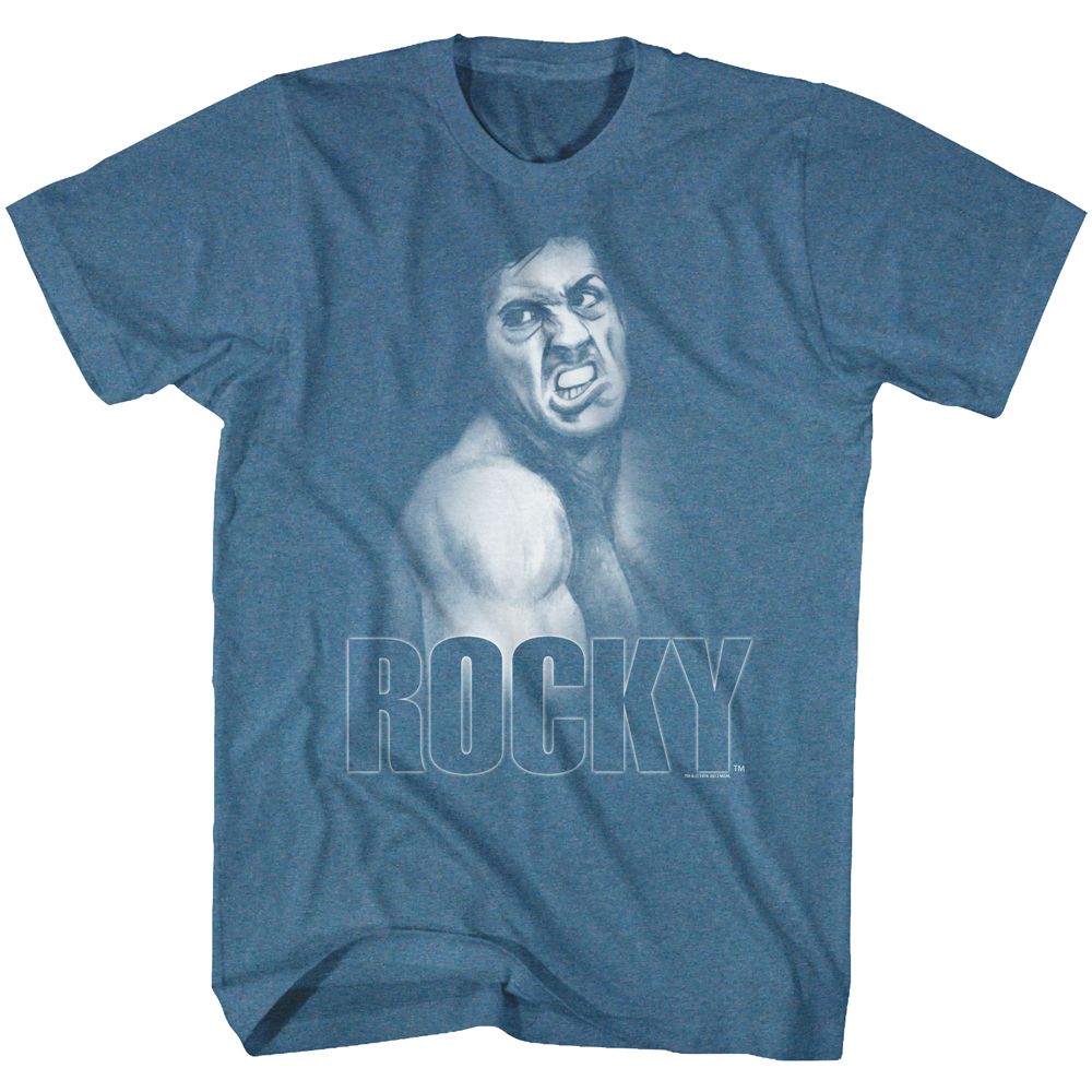Wholesale Rocky Movie Smash Heather Indigo Adult T-Shirt