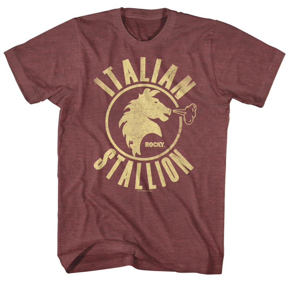 Wholesale Rocky Movie Stallion Heather Vintage Maroon Adult T-Shirt