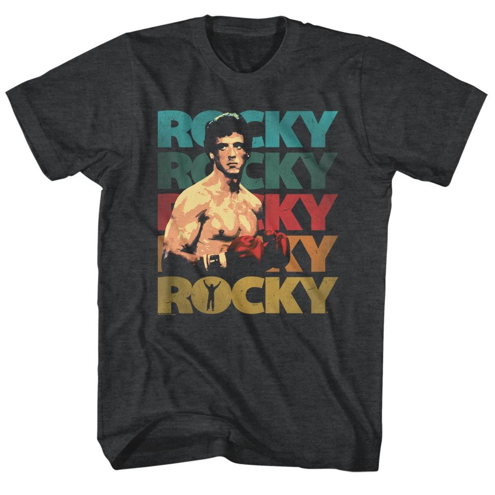 Wholesale Rocky Movie 70's Color Heather Black Adult T-Shirt