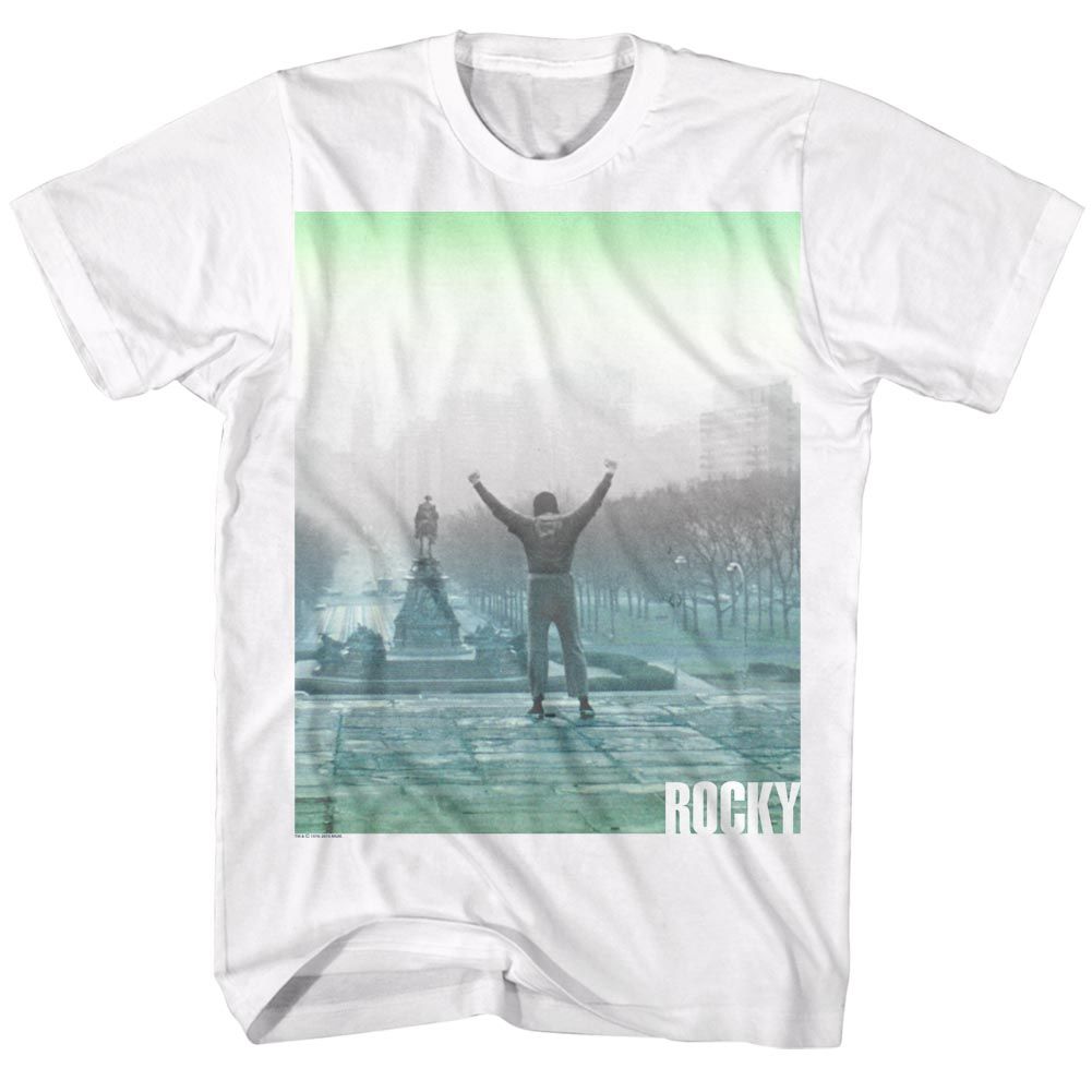 Wholesale Rocky Movie Fade White Adult T-Shirt