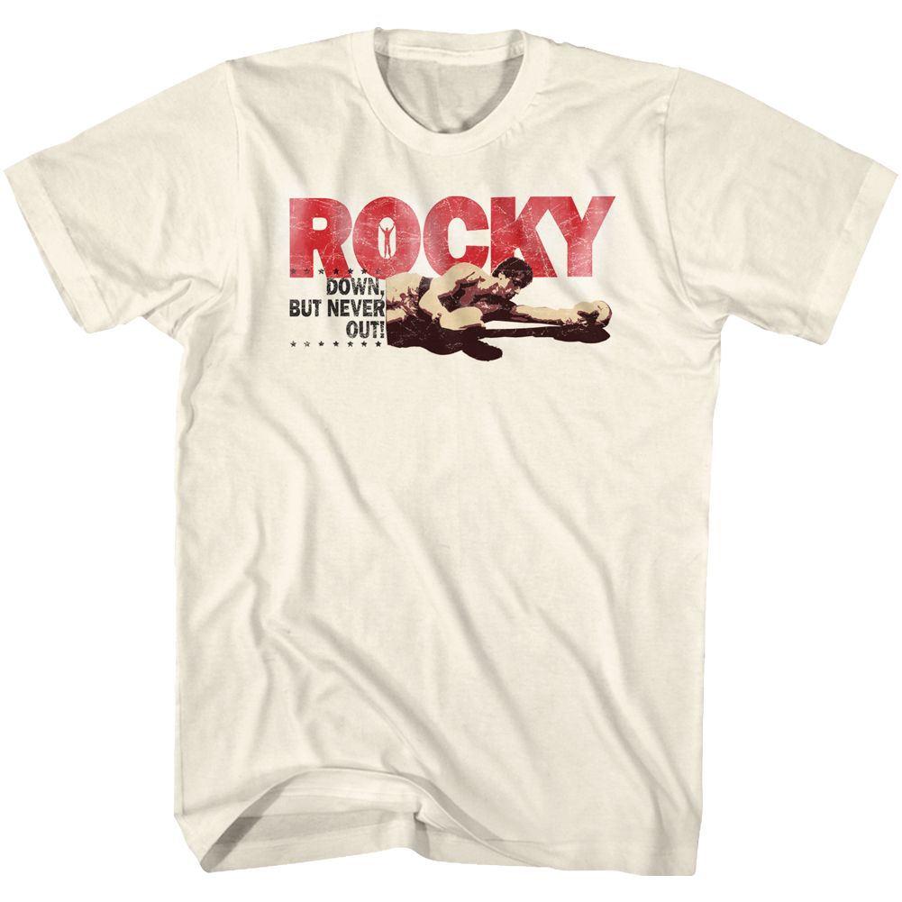 Wholesale Rocky Movie Downbut Never Out White Adult T-Shirt