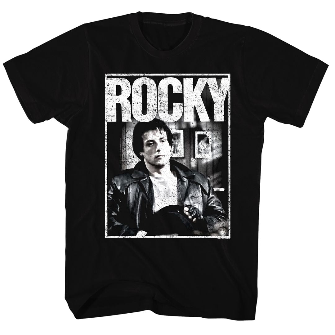 Wholesale Rocky Movie Sitting Black Adult T-Shirt