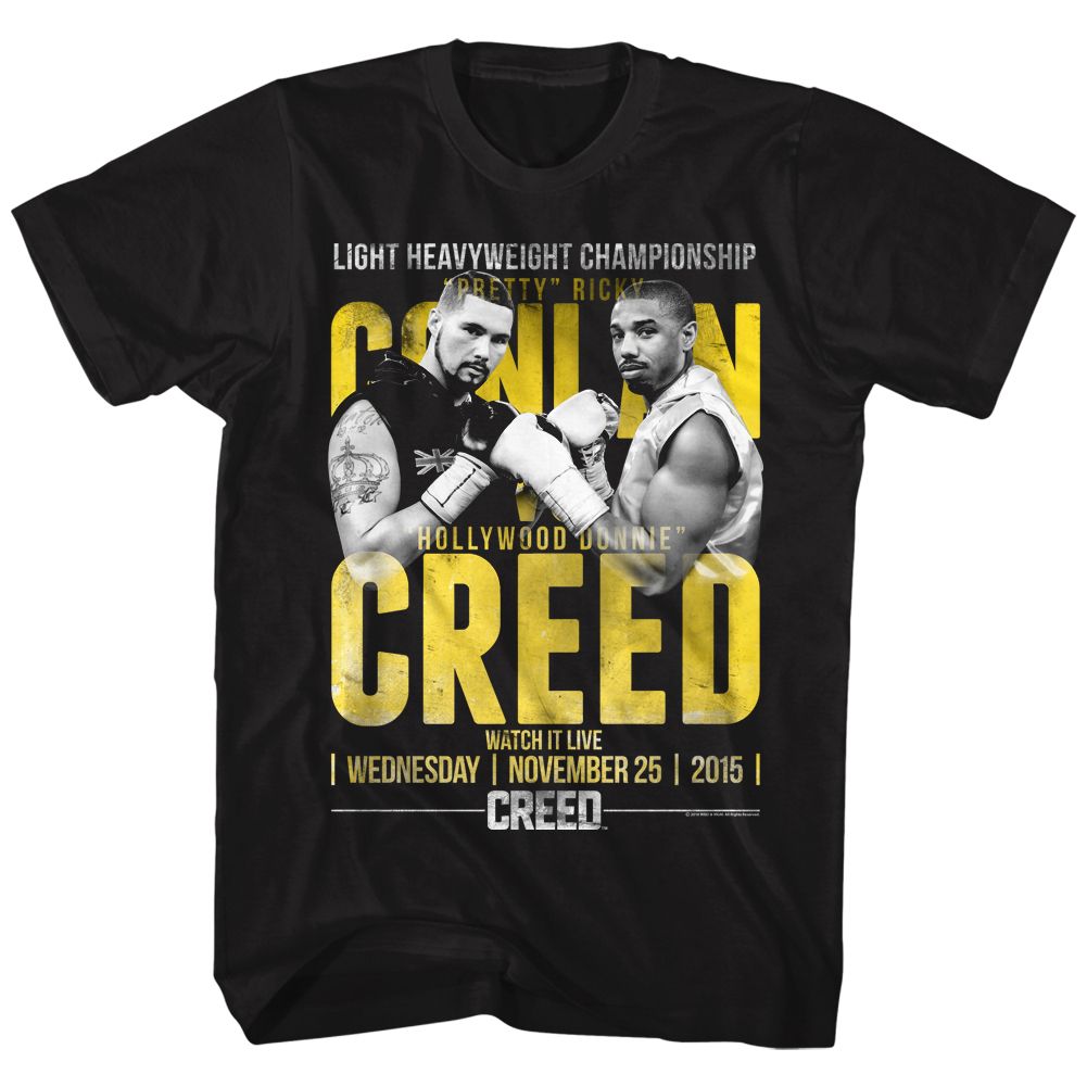 Wholesale Rocky Movie Conlan vs Creed Black Adult T-Shirt