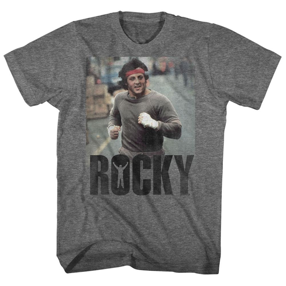 Wholesale Rocky Movie Run Rocky Movie Heather Graphite Adult T-Shirt