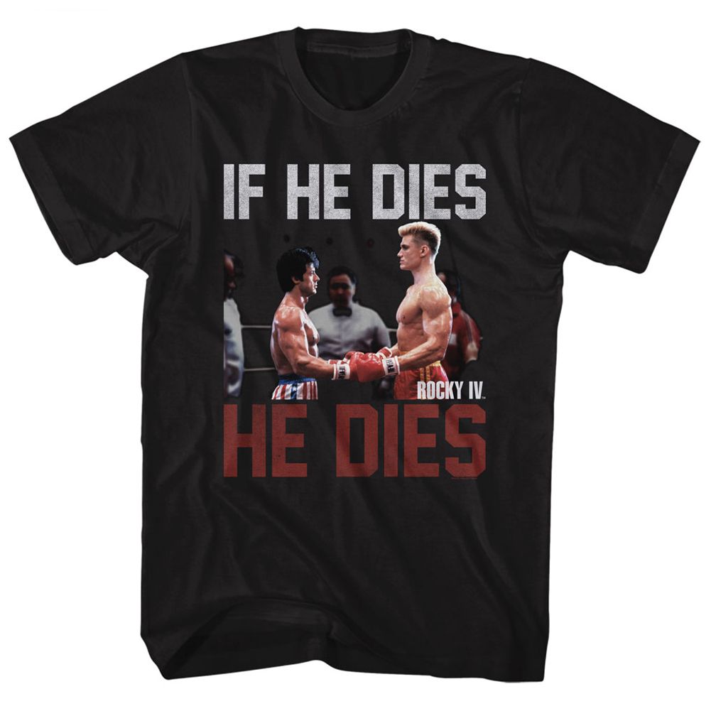 Wholesale Rocky Movie If He Dies Black Adult T-Shirt