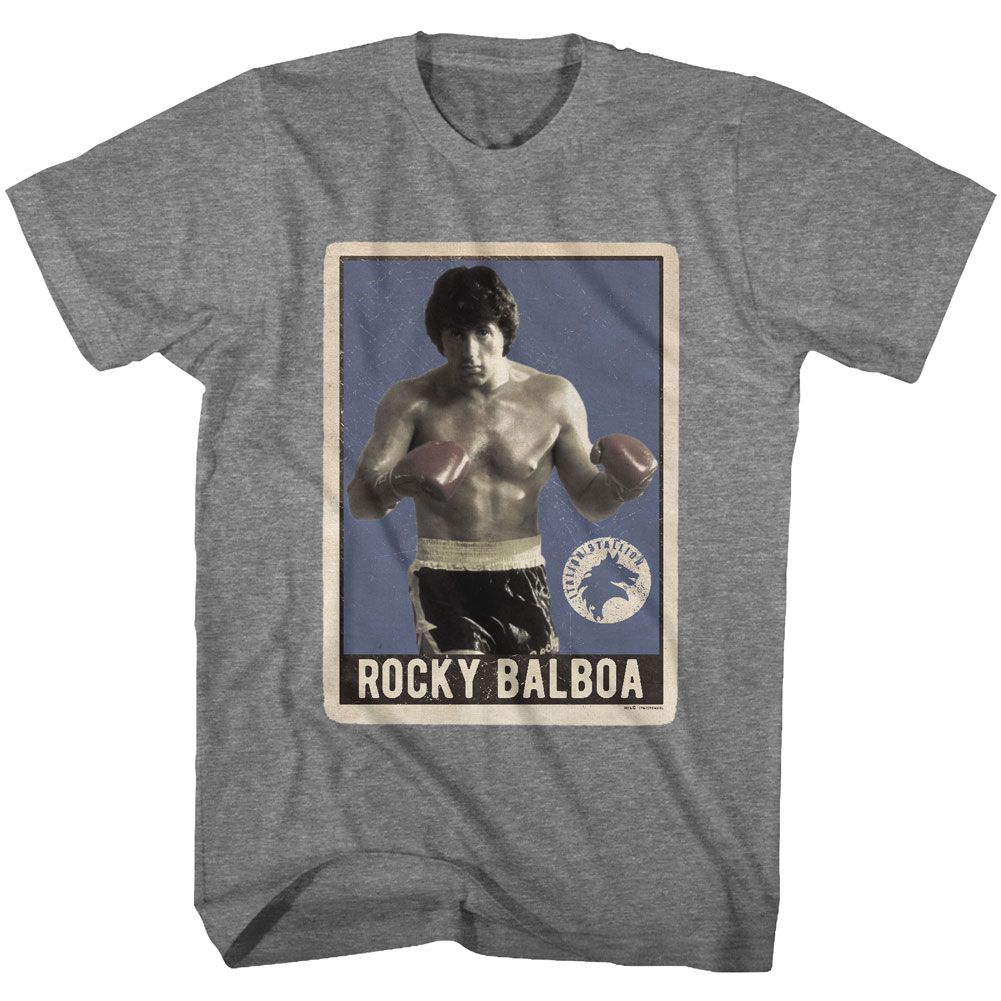 Wholesale Rocky Movie Trading Card Heather Graphite Adult T-Shirt