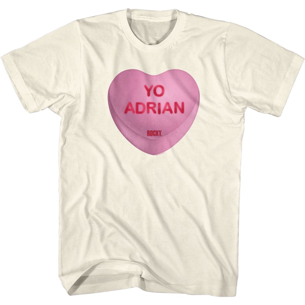 Wholesale Rocky Movie Yo Adrian Candy Heart Solid Natural Adult T-Shirt