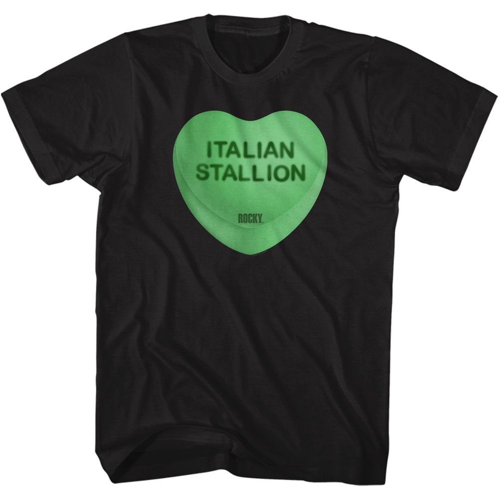Wholesale Rocky Movie Italian Stallion Heart Black Adult T-Shirt