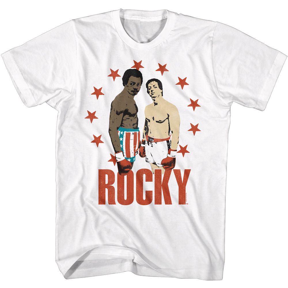 Wholesale Rocky Movie Star Circle White Adult T-Shirt