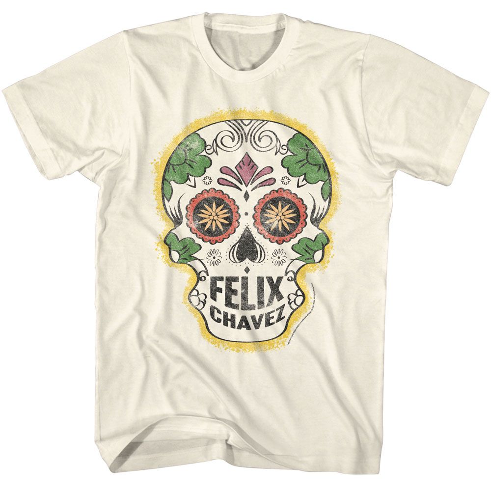 Wholesale Rocky Movie Felix Chavez Skull Solid Natural Adult T-Shirt