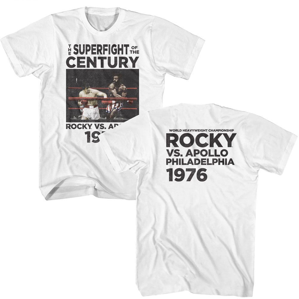 Wholesale Rocky Movie Super Fight of the Century 1976 White Adult T-Shirt