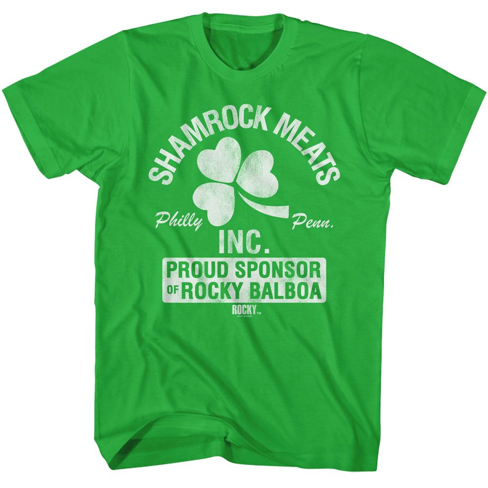 Wholesale Rocky Movie Shamrock Meats Philly Solid Kelly Adult T-Shirt