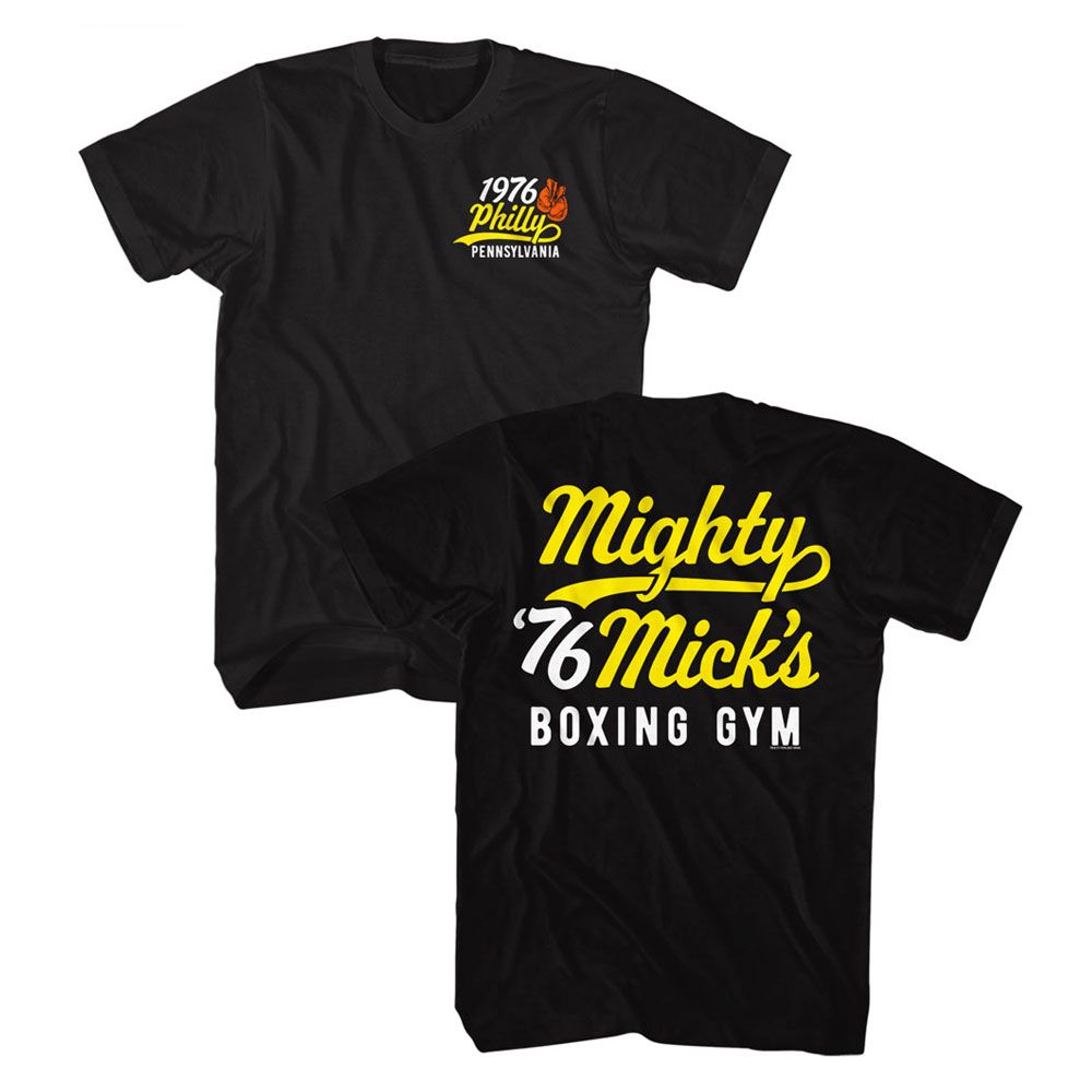 Wholesale Rocky Movie Mighty Mick's Gym Front & Back Black Adult T-Shirt