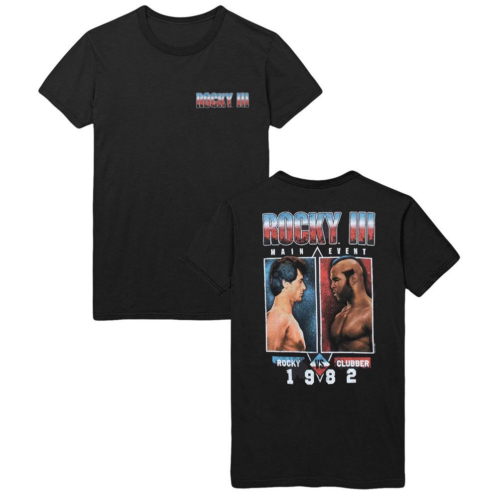 Wholesale Rocky Movie vs Clubber Front & Back Black Adult T-Shirt