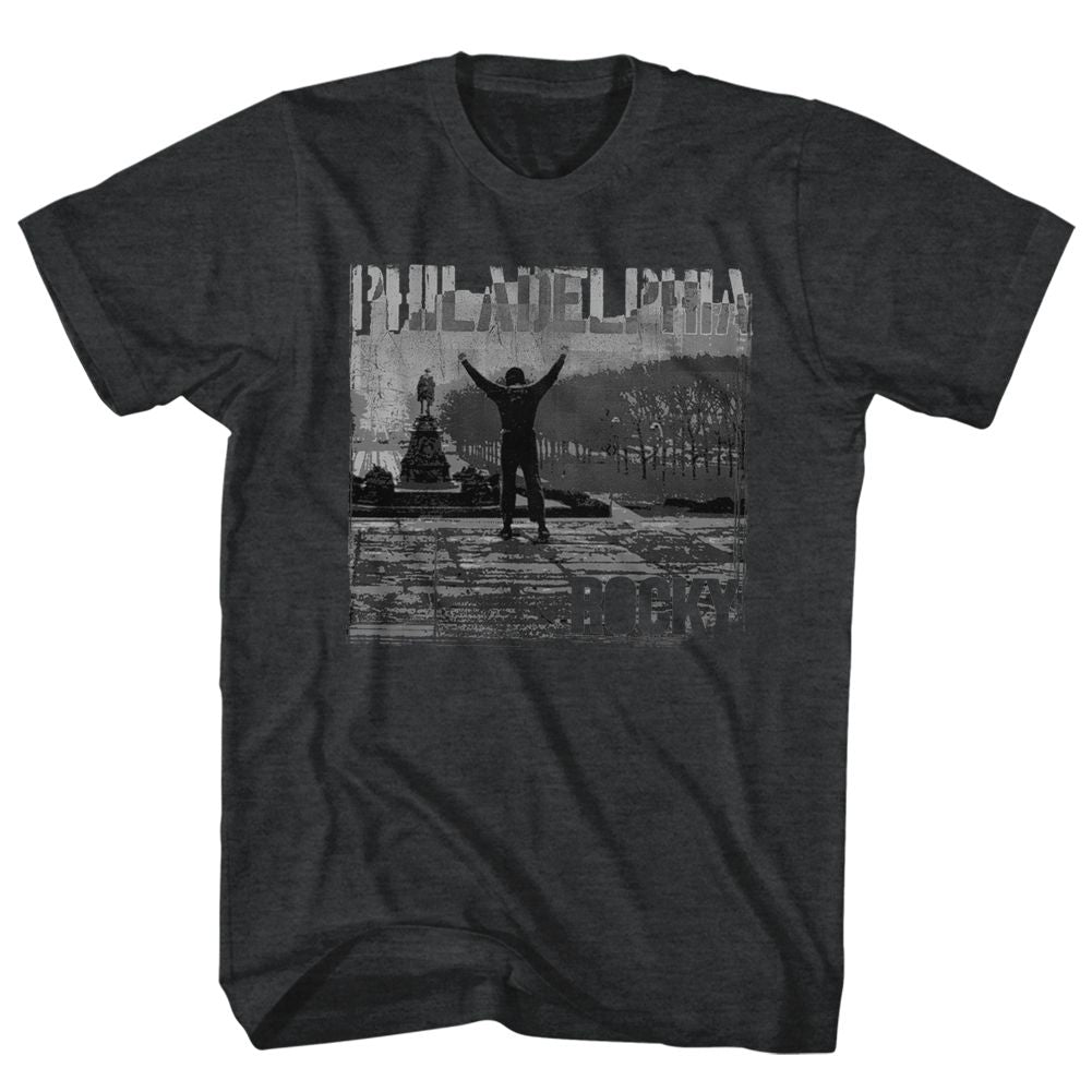 Wholesale Rocky Movie Philadelphia Heather Black Adult T-Shirt