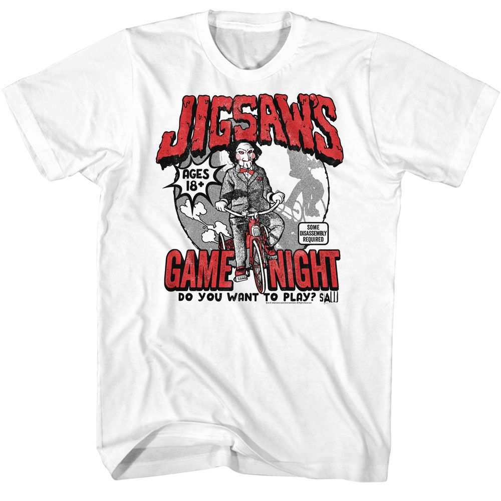 Wholesale Saw Movie Game Night White Adult T-Shirt
