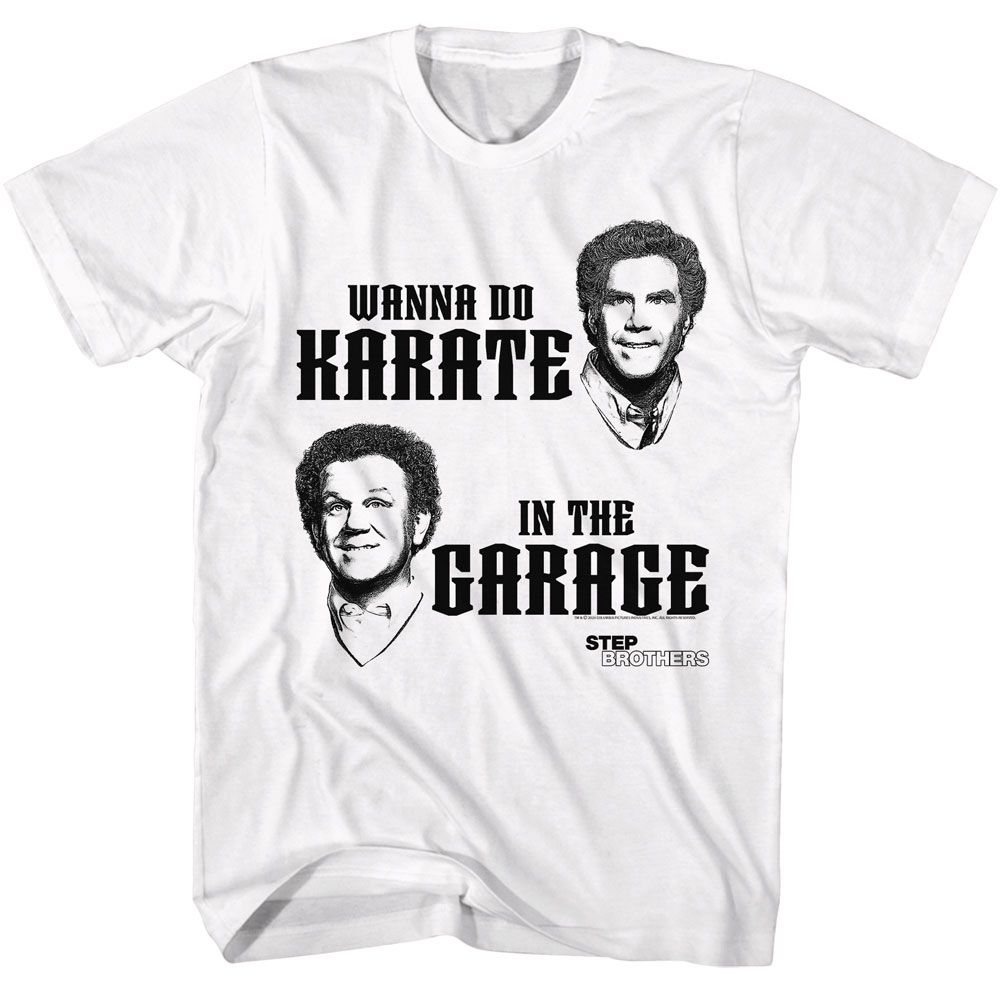 Wholesale Step Brothers Movie Wanna Do Karate White Adult T-Shirt