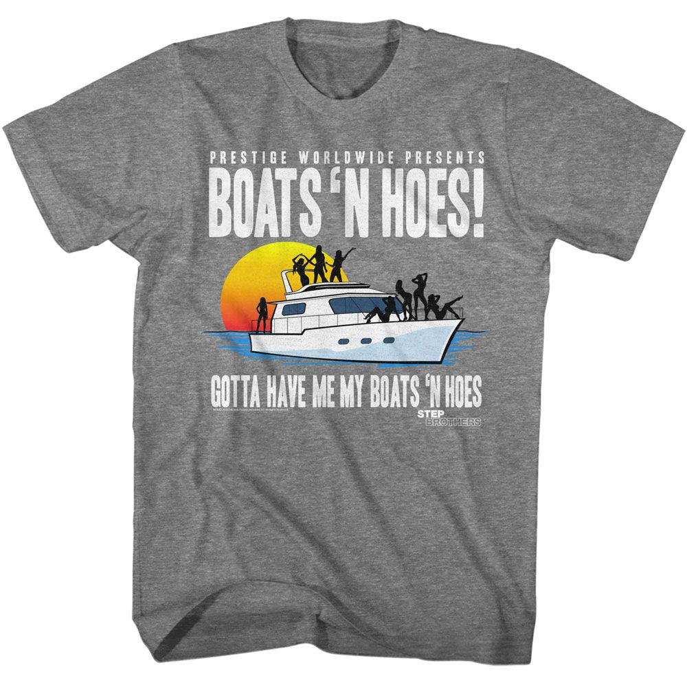 Wholesale Step Brothers Movie Boat with Saucy Gals Solid Graphite Adult T-Shirt