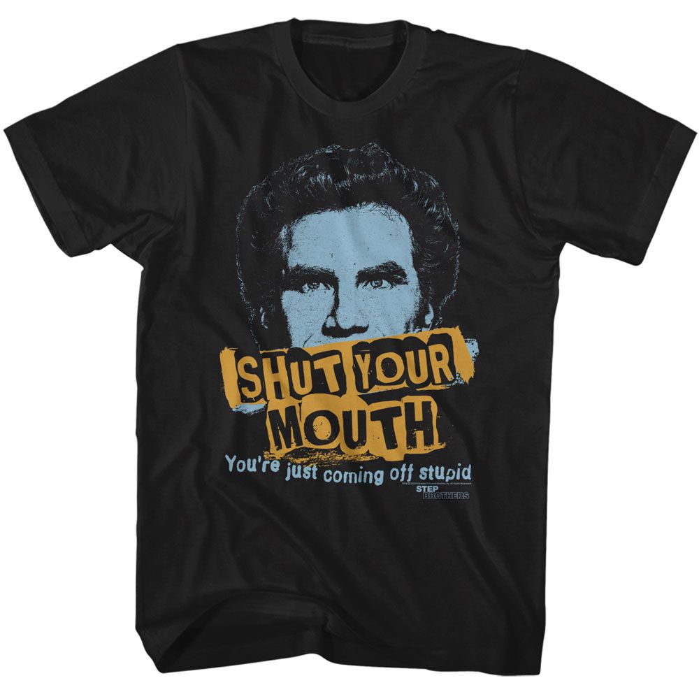 Wholesale Step Brothers Movie Shut your Mouth Black Adult T-Shirt