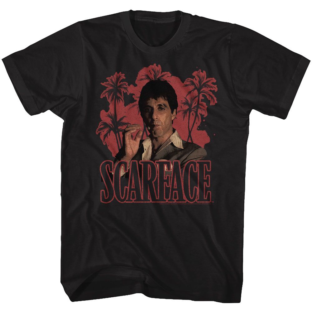Wholesale Scarface Movie Red Palms Black Adult T-Shirt