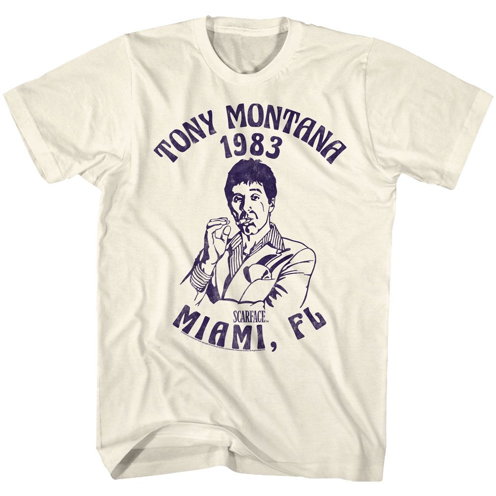 Wholesale Scarface Movie Miami 83 Solid Natural Adult T-Shirt