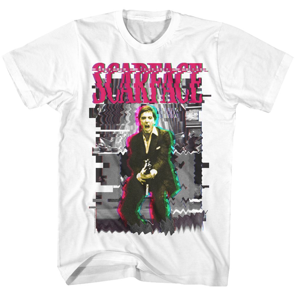 Wholesale Scarface Movie Glitch White Adult T-Shirt