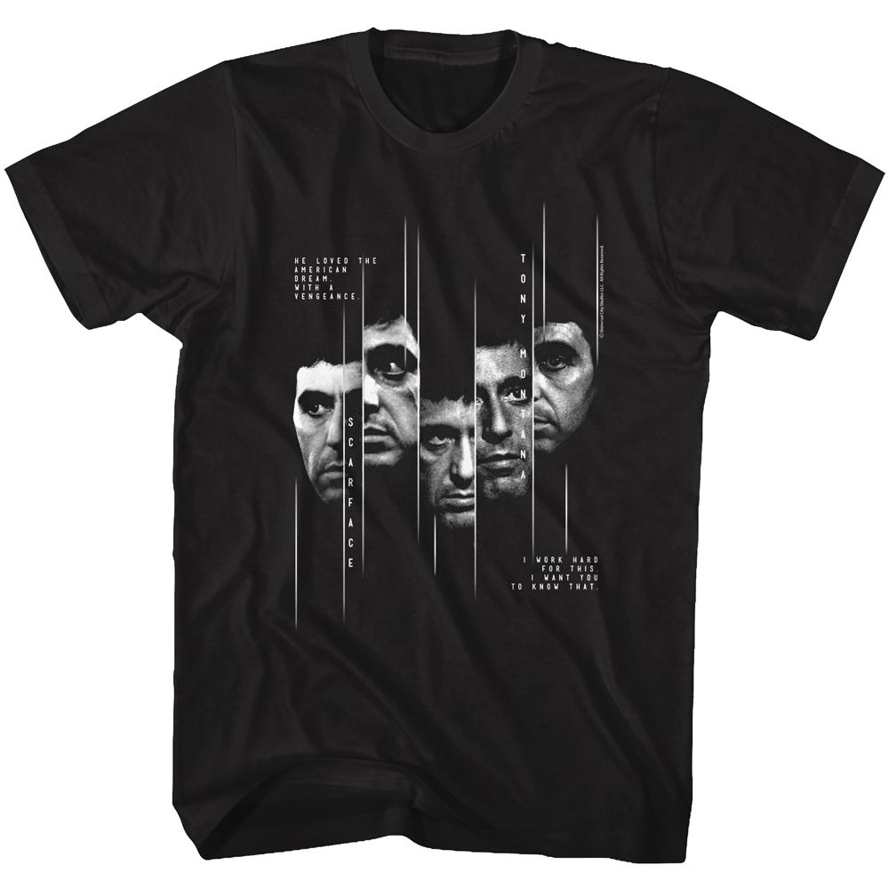 Wholesale Scarface Movie Sliced Black Adult T-Shirt