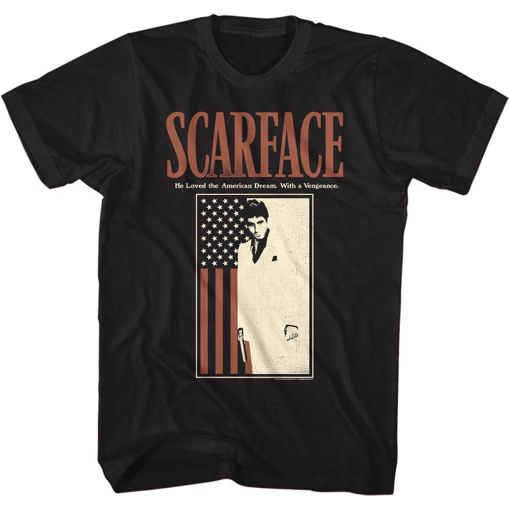 Wholesale Scarface Movie Scarfacewithflag Black Adult T-Shirt
