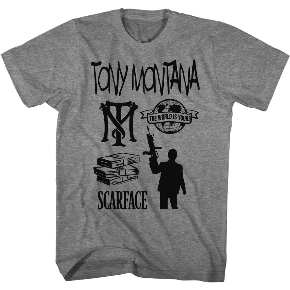 Wholesale Scarface Movie Tomymontanaandfriends Heather Graphite Adult T-Shirt