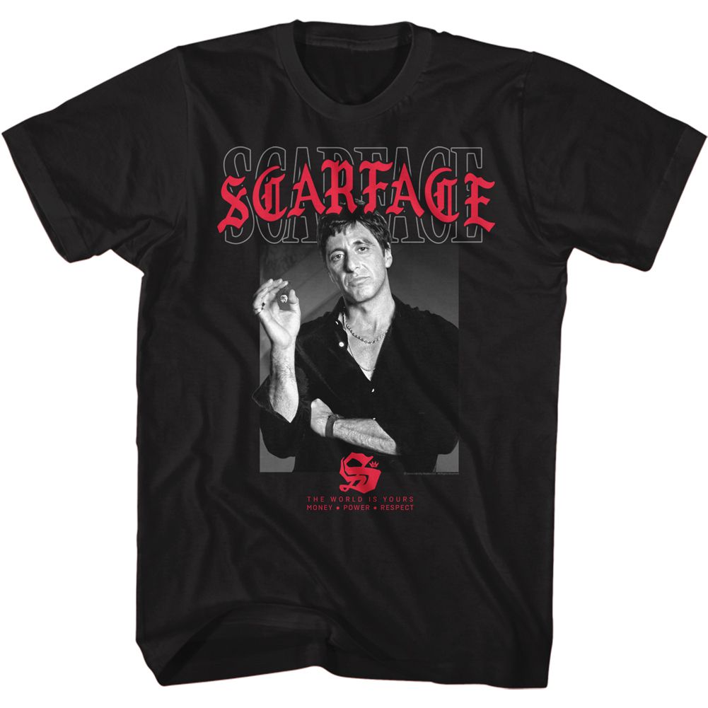 Wholesale Scarface Movie Text Layering 2 Black Adult T-Shirt