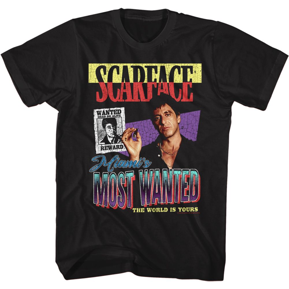 Wholesale Scarface Movie Most Wanted Black Adult T-Shirt