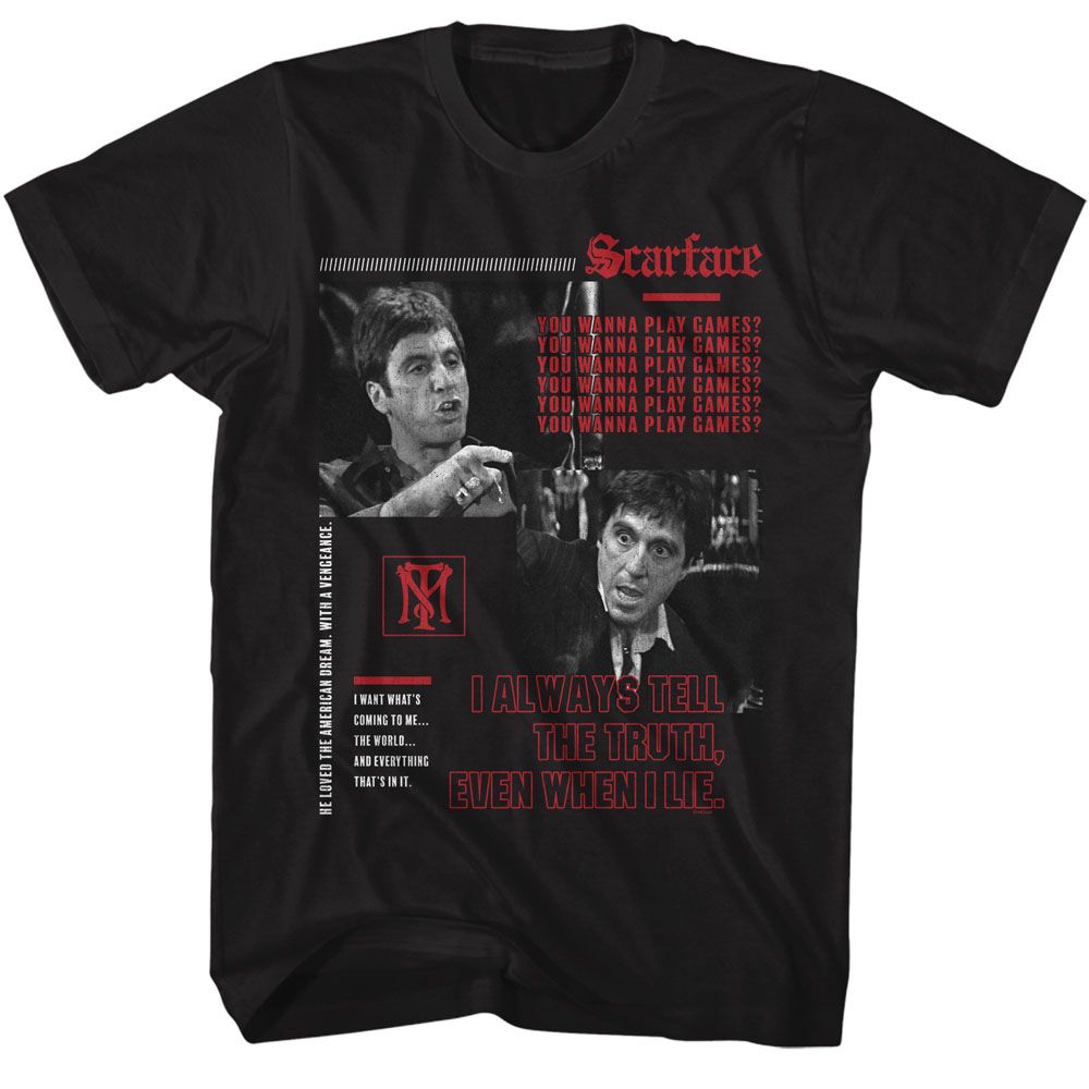 Wholesale Scarface Movie You Wanna Play Games Black Adult T-Shirt