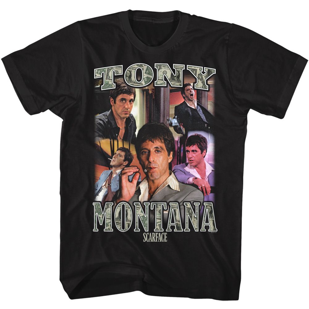 Wholesale Scarface Movie Collage 2 Black Adult T-Shirt