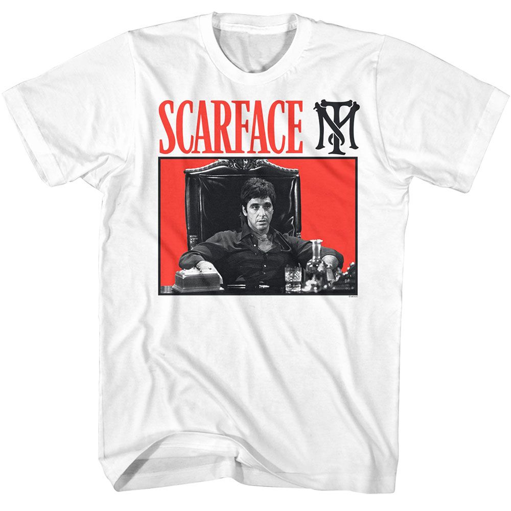 Wholesale Scarface Movie Red Background White Adult T-Shirt