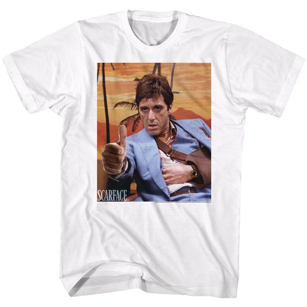 Wholesale Scarface Movie Thumbs and Ammo White Adult T-Shirt
