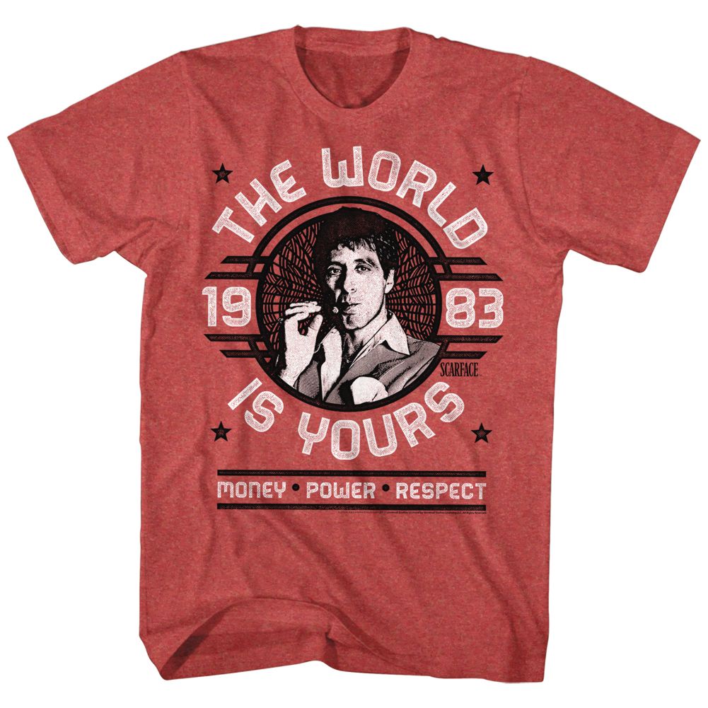 Wholesale Scarface Movie World is Yours Emblem Heather Red Adult T-Shirt