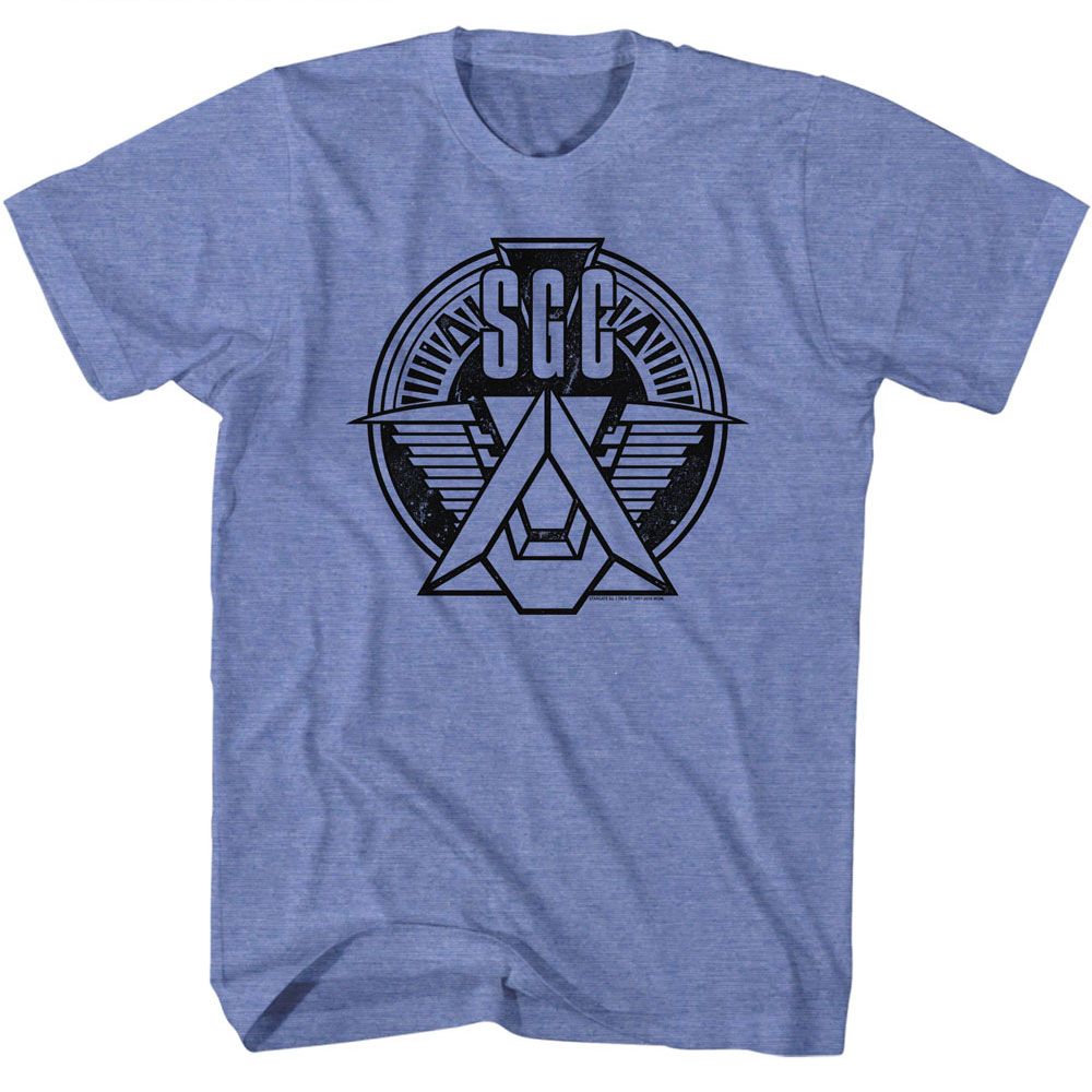Wholesale Stargate SGC Emblem Heather Light Blue Adult T-Shirt