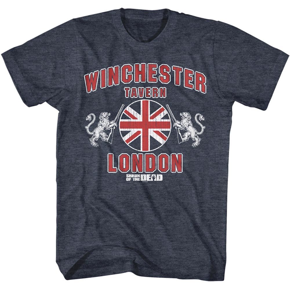 Wholesale Shaun of the Dead Movie Winchester London Heather Navy Adult T-Shirt