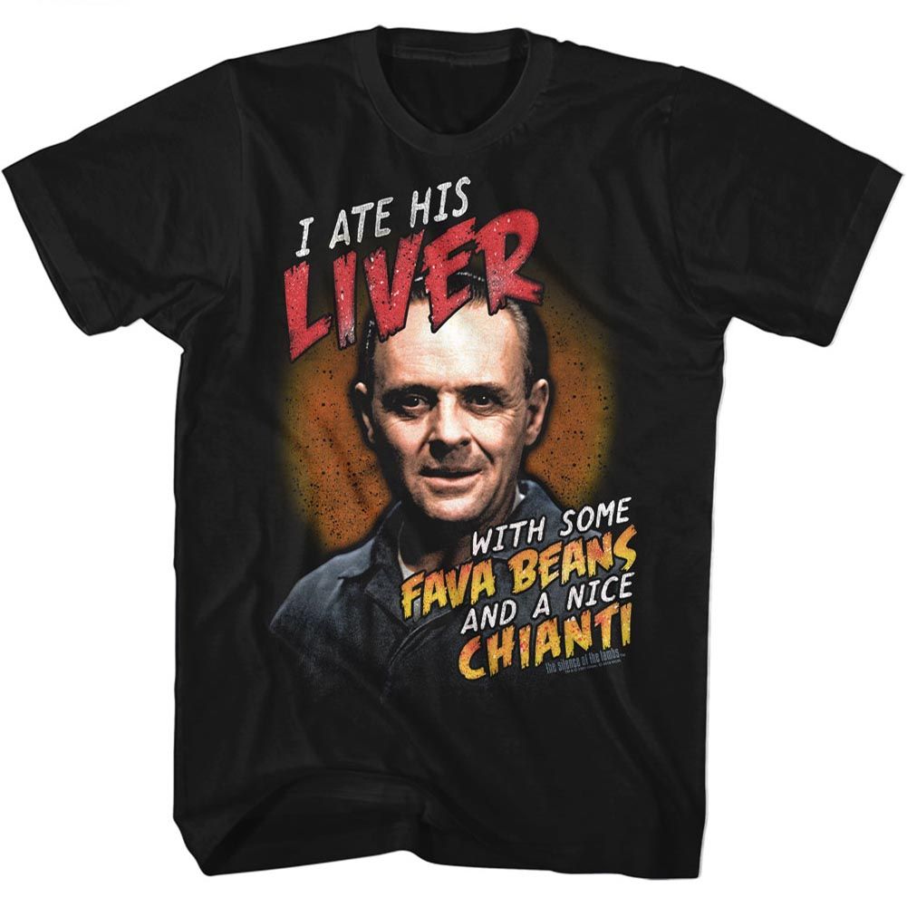 Wholesale Silence of the Lambs Movie Fava Beans and Chianti Black Adult T-Shirt