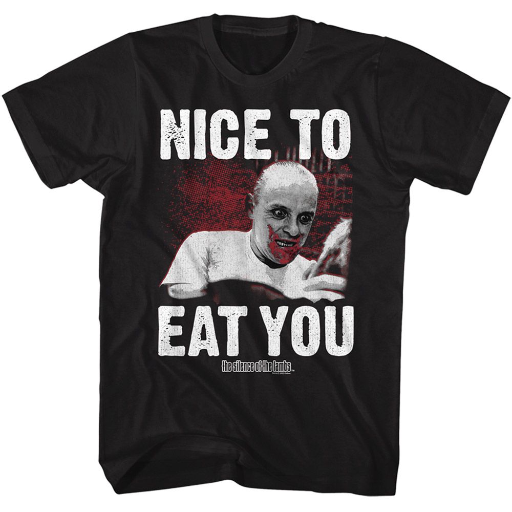 Wholesale Silence of the Lambs Movie Silence Nice to Eat You Black Adult T-Shirt