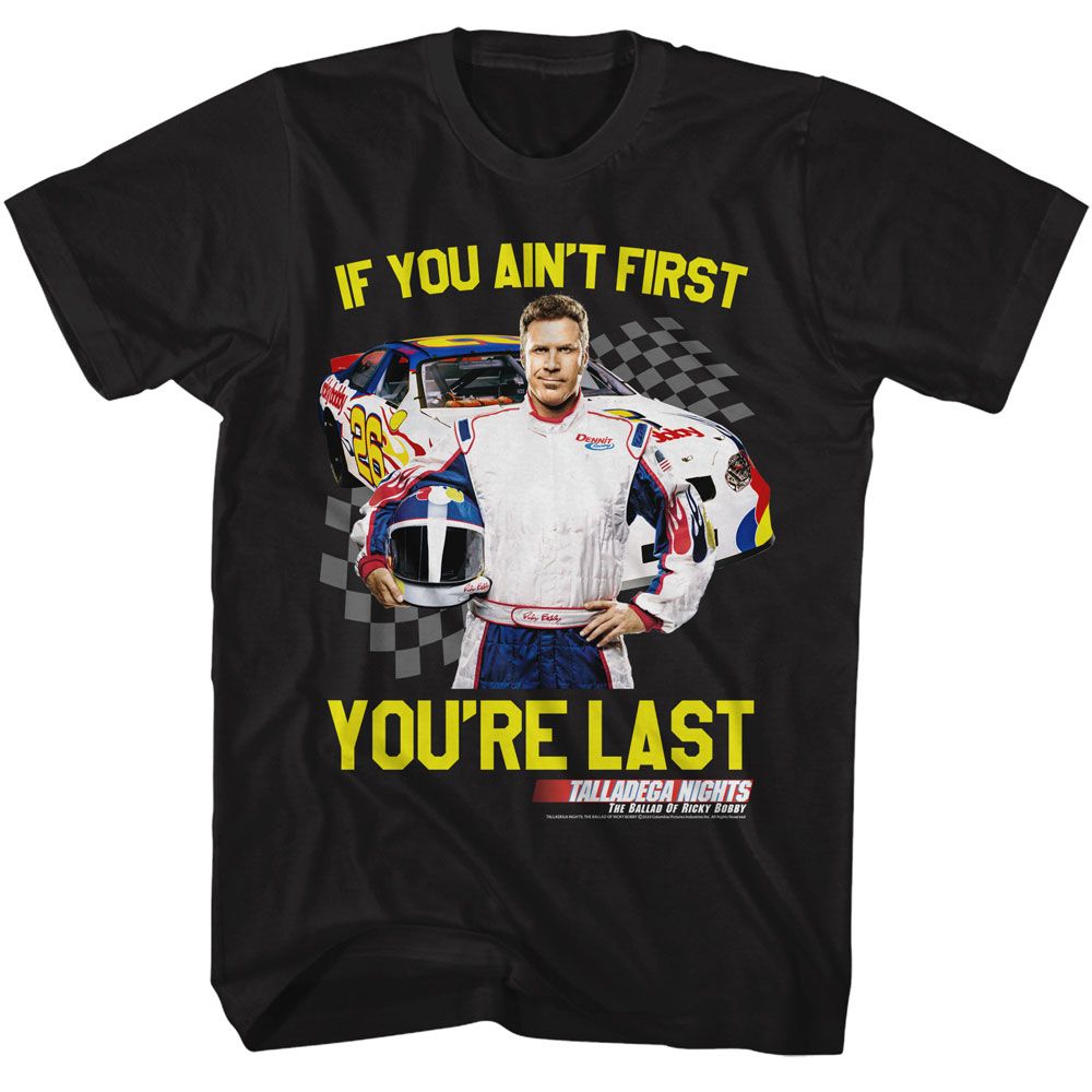 Wholesale Talladega Nights Movie Not 1St You're Last Checkered Black Adult T-Shirt